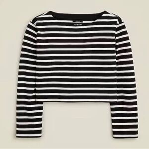 J. Crew Black and White Striped Cropped Top
